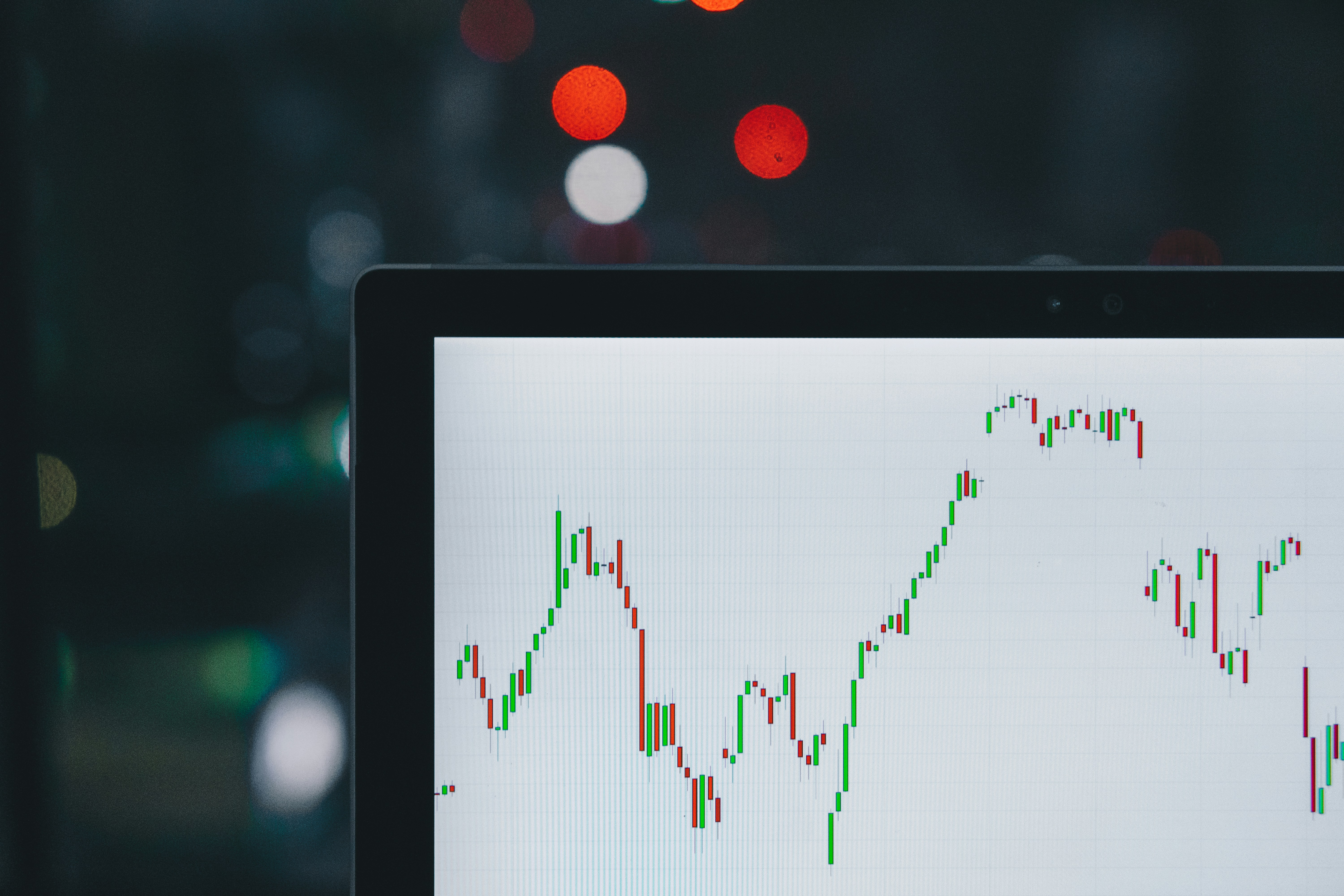 Financial market chart on a laptop screen